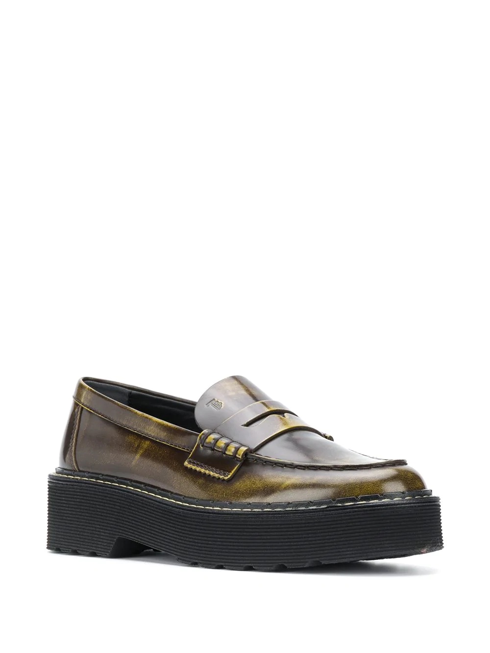 bleached effect leather loafers - 2