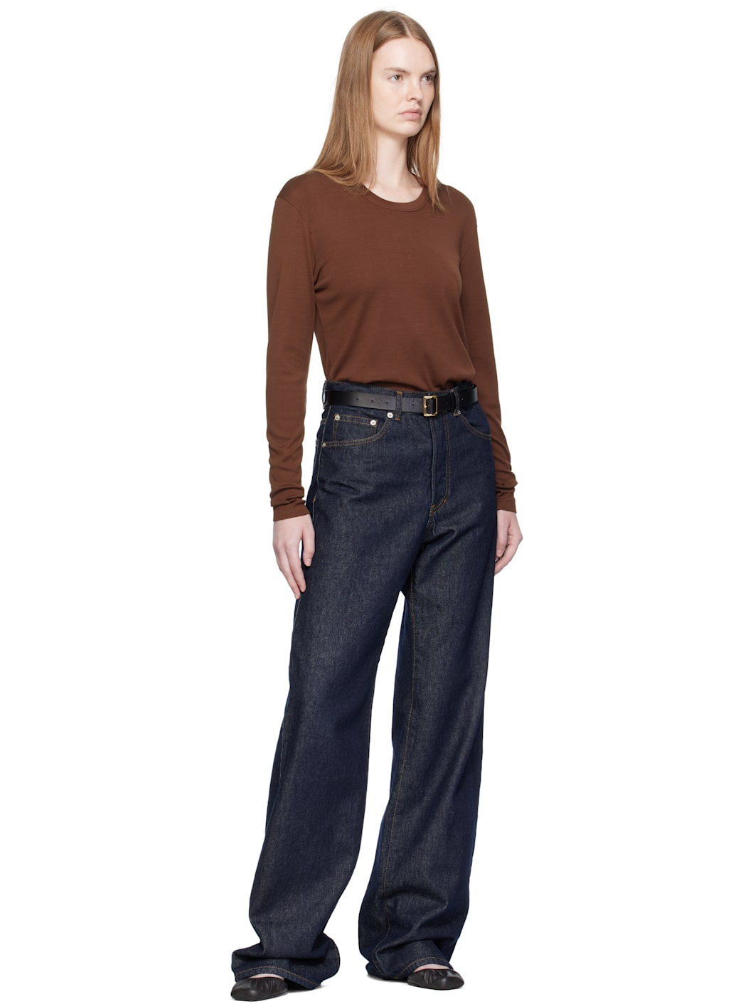 Brown Rib Long Sleeve T-shirt - 5