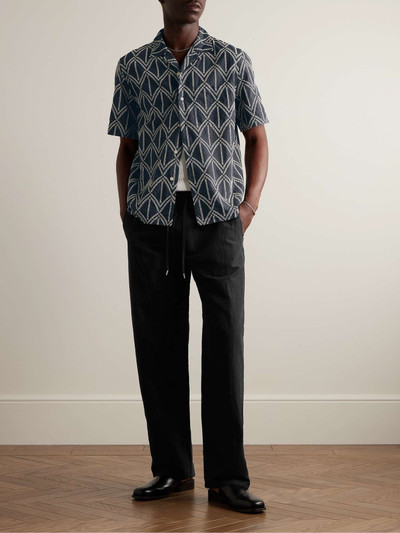 A KIND OF GUISE Samurai Straight-Leg Cotton and Linen-Blend Seersucker Drawstring Trousers outlook