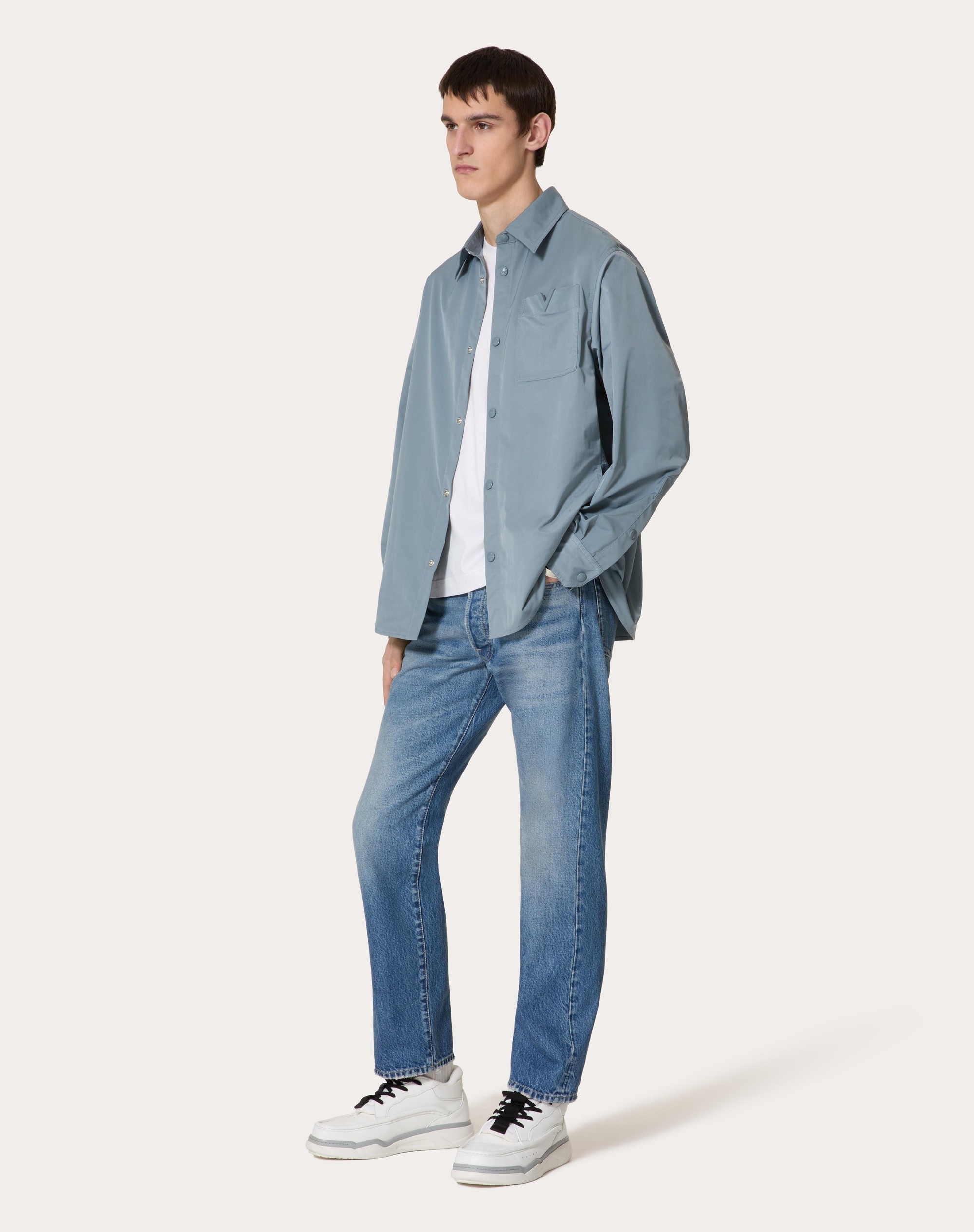 NYLON SHIRT JACKET WITH RUBBERIZED V DETAIL - 2