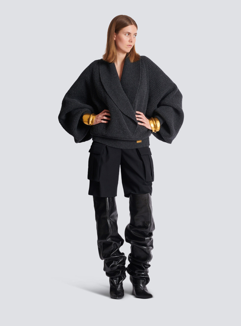 Balmain Oversized wrap knit jumper outlook