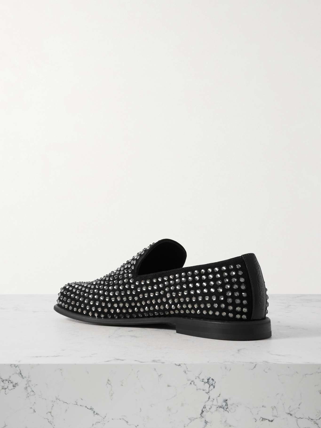 Crystal-embellished suede loafers - 3