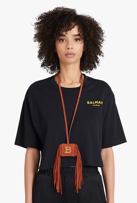 Balmain x Netflix -Fringed terracotta suede key chain - 2