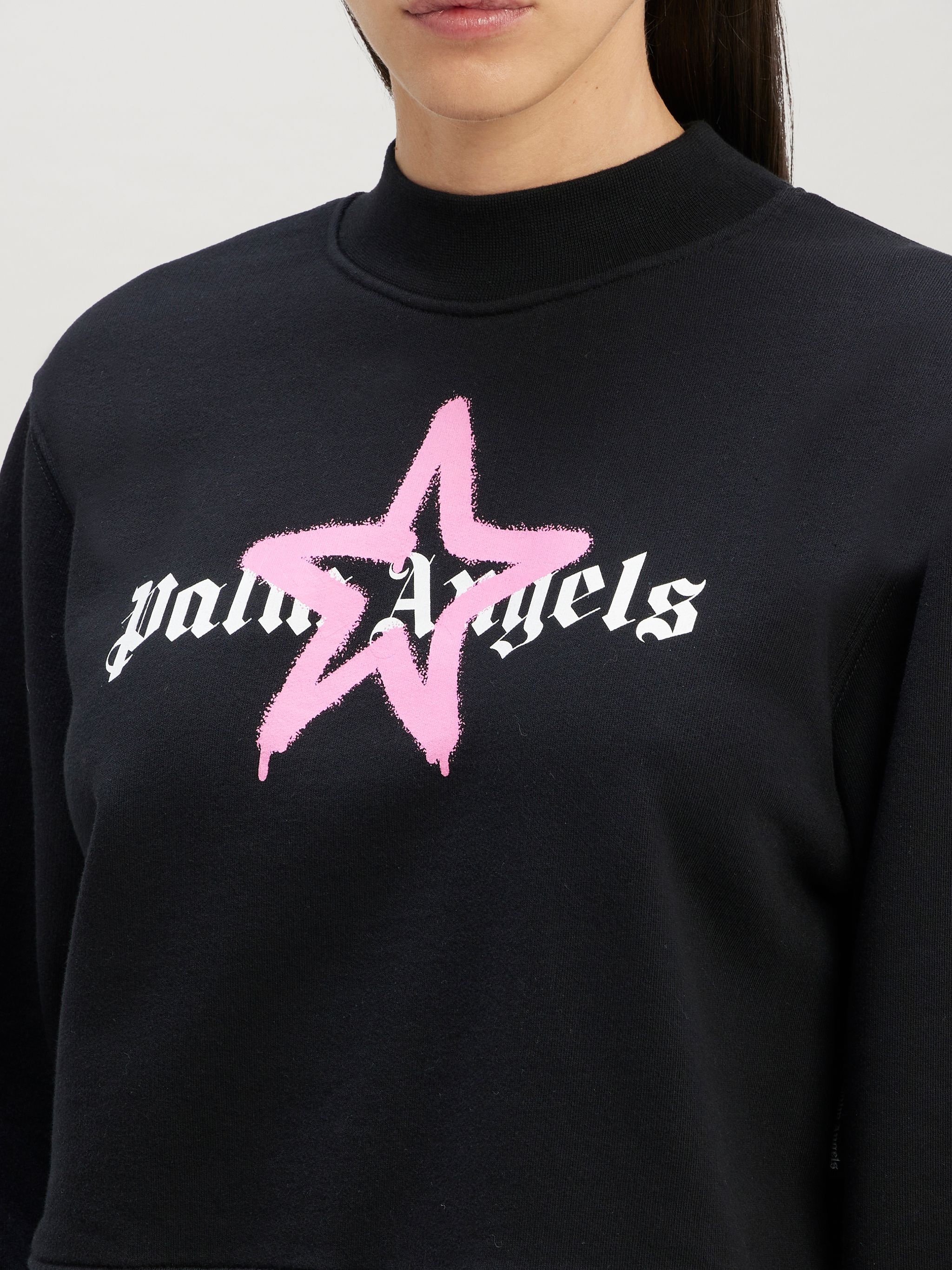 Star Sprayed Fitted Crew  Black Pink - 6