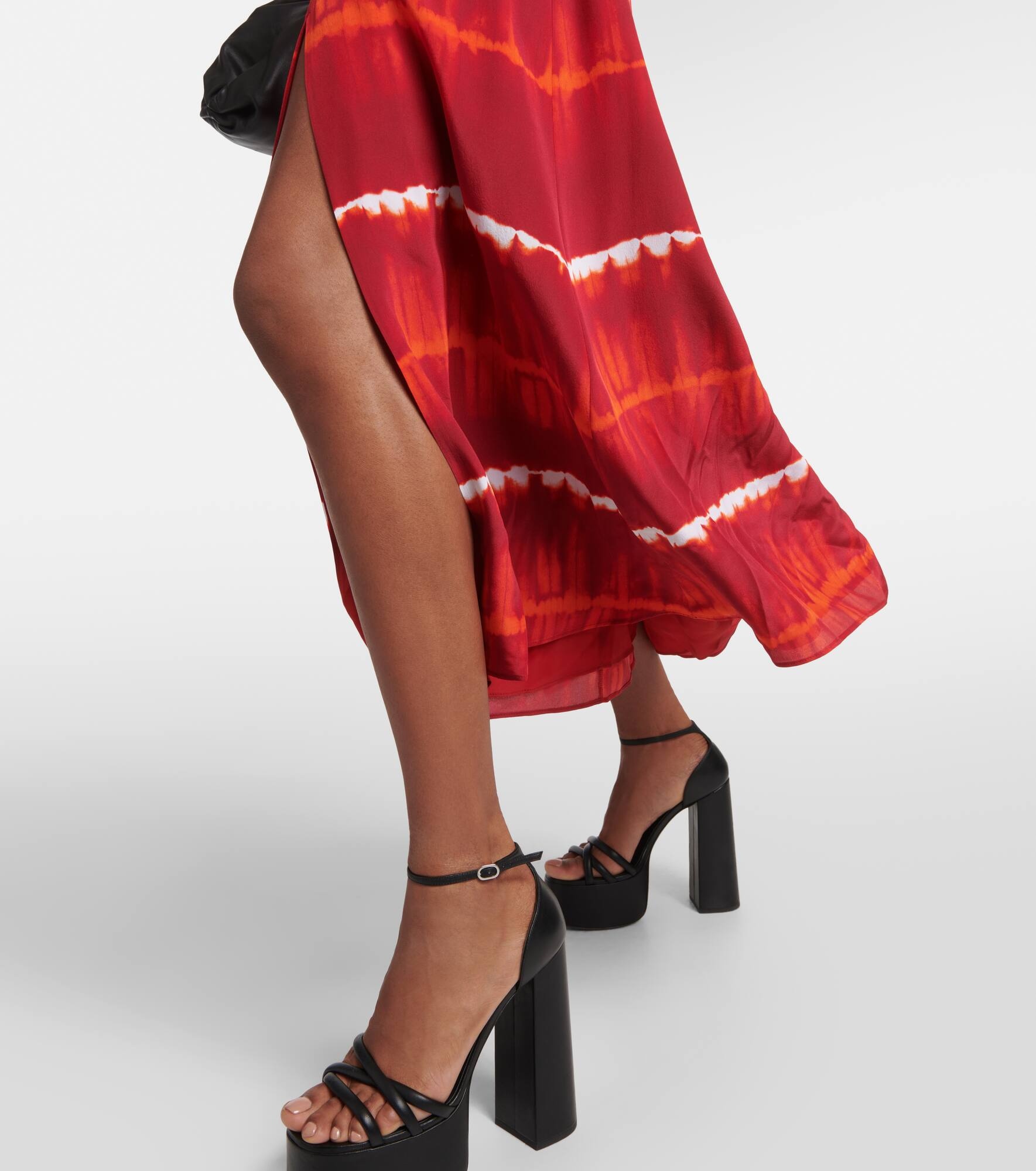 Printed off-shoulder silk midi dress - 5