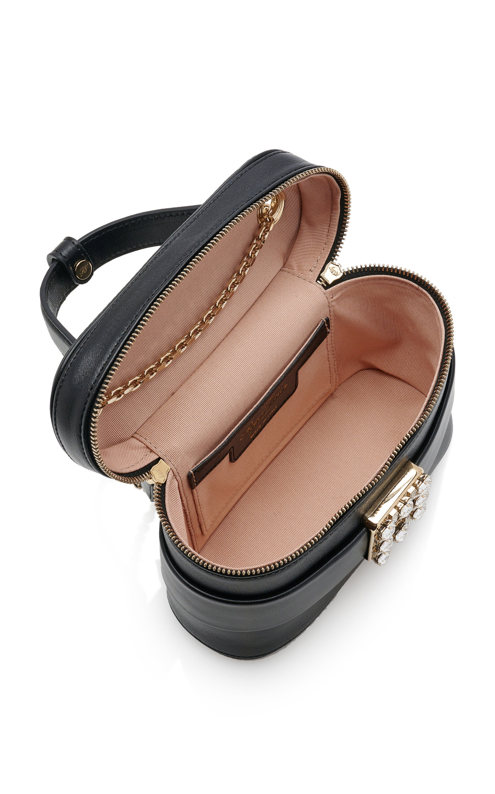 Crystal-Buckle Leather Vanity Micro Bag black - 6
