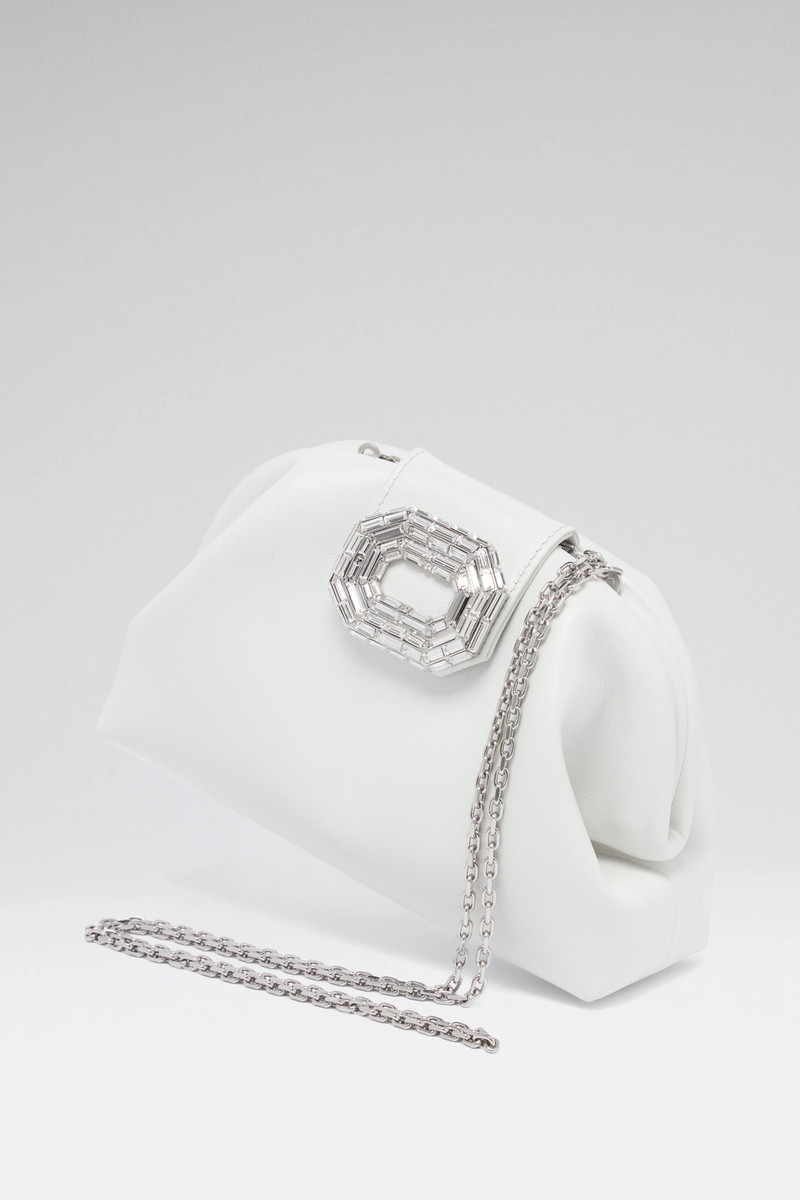 Amina Muaddi CAMELIA CLUTCH WHITE NAPPA outlook