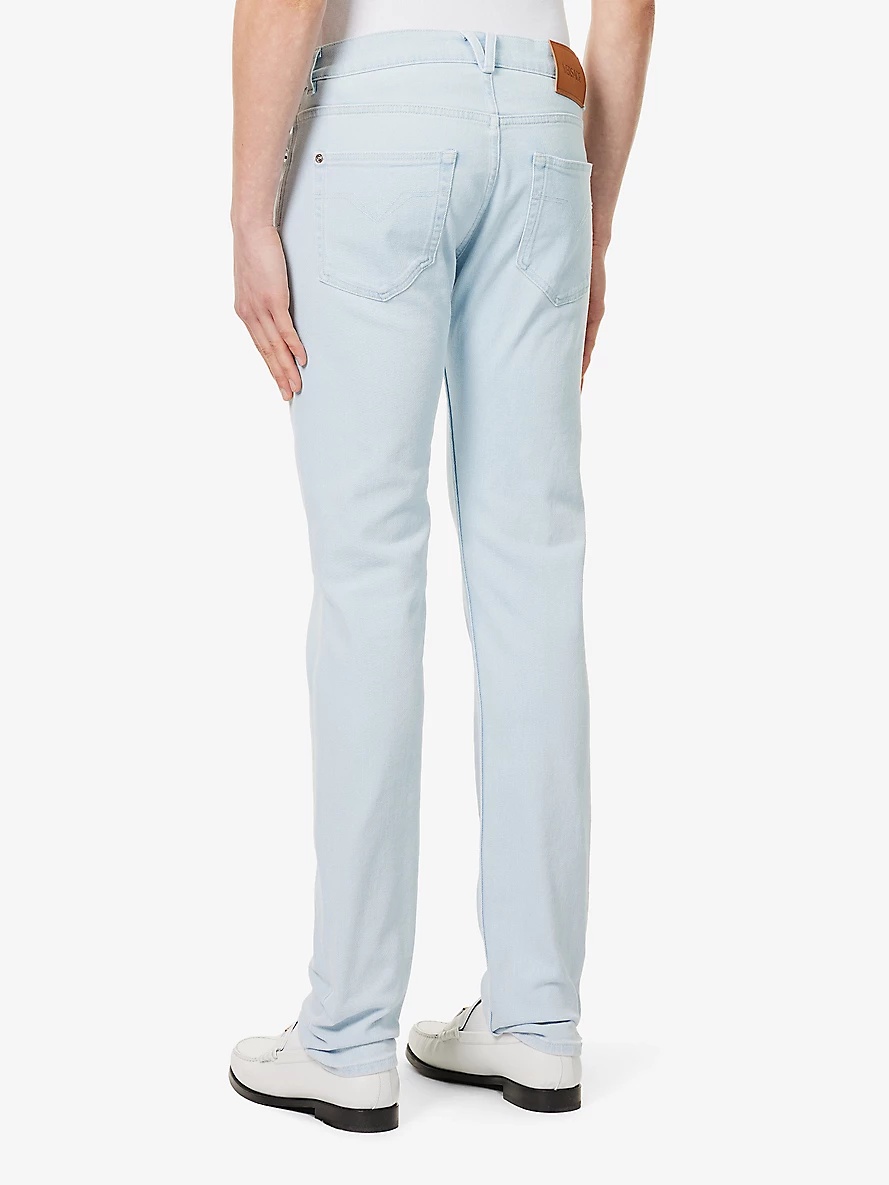 Five-pocket brand-plaque slim-fit low-rise stretch-denim blend jeans - 4