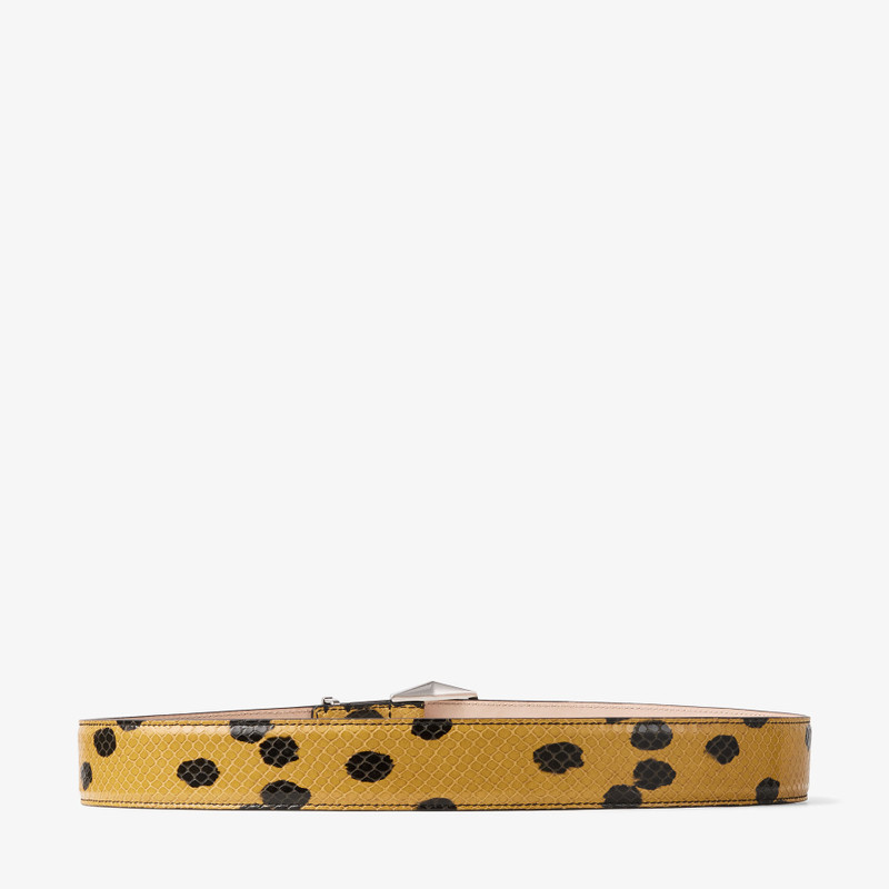 Diamond Buckle Belt Spotted Elaphe-Print Leather Belt with Diamond Buckle 4