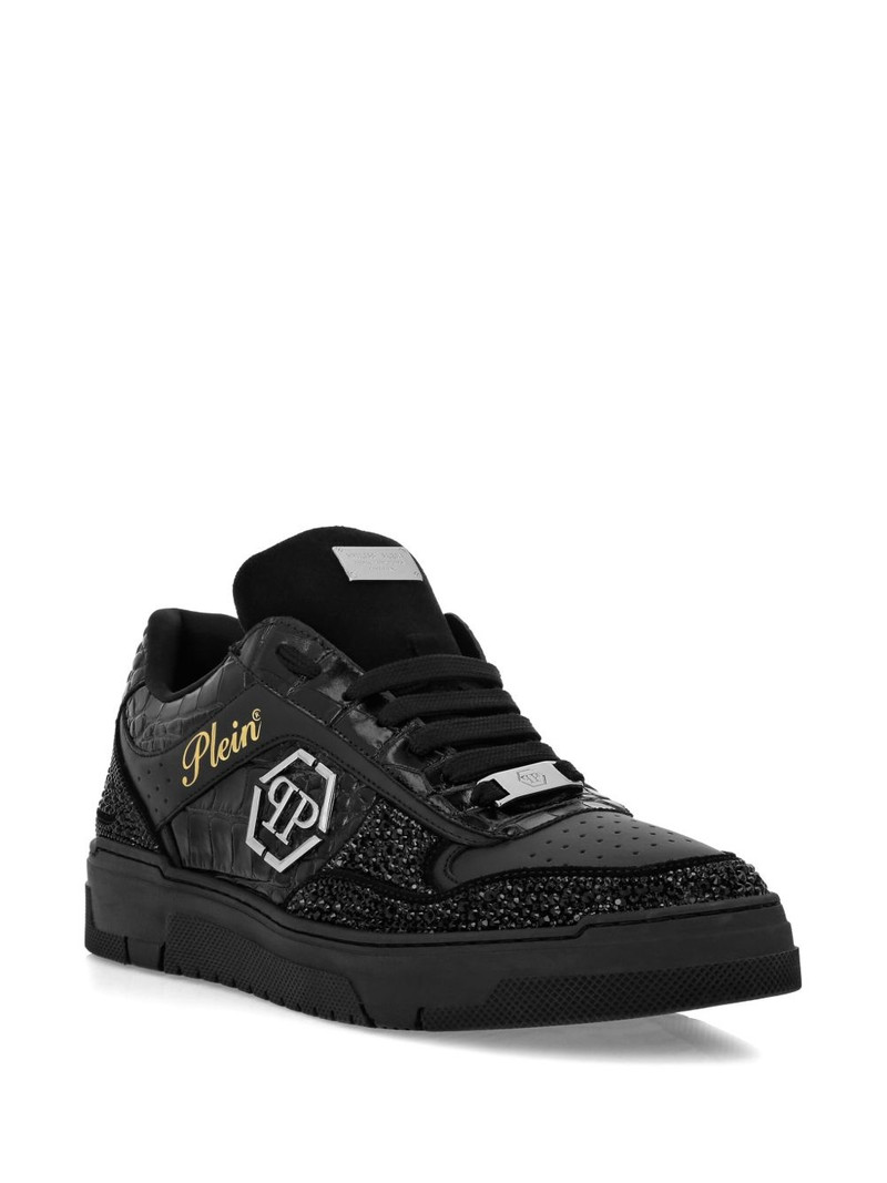 PHILIPP PLEIN crystal-embellished leather sneakers outlook