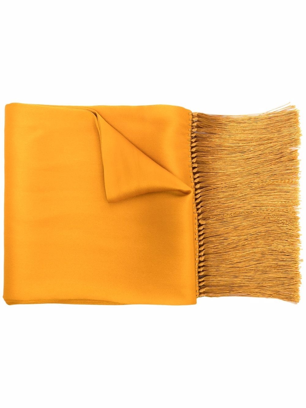 fringed silk satin scarf - 1