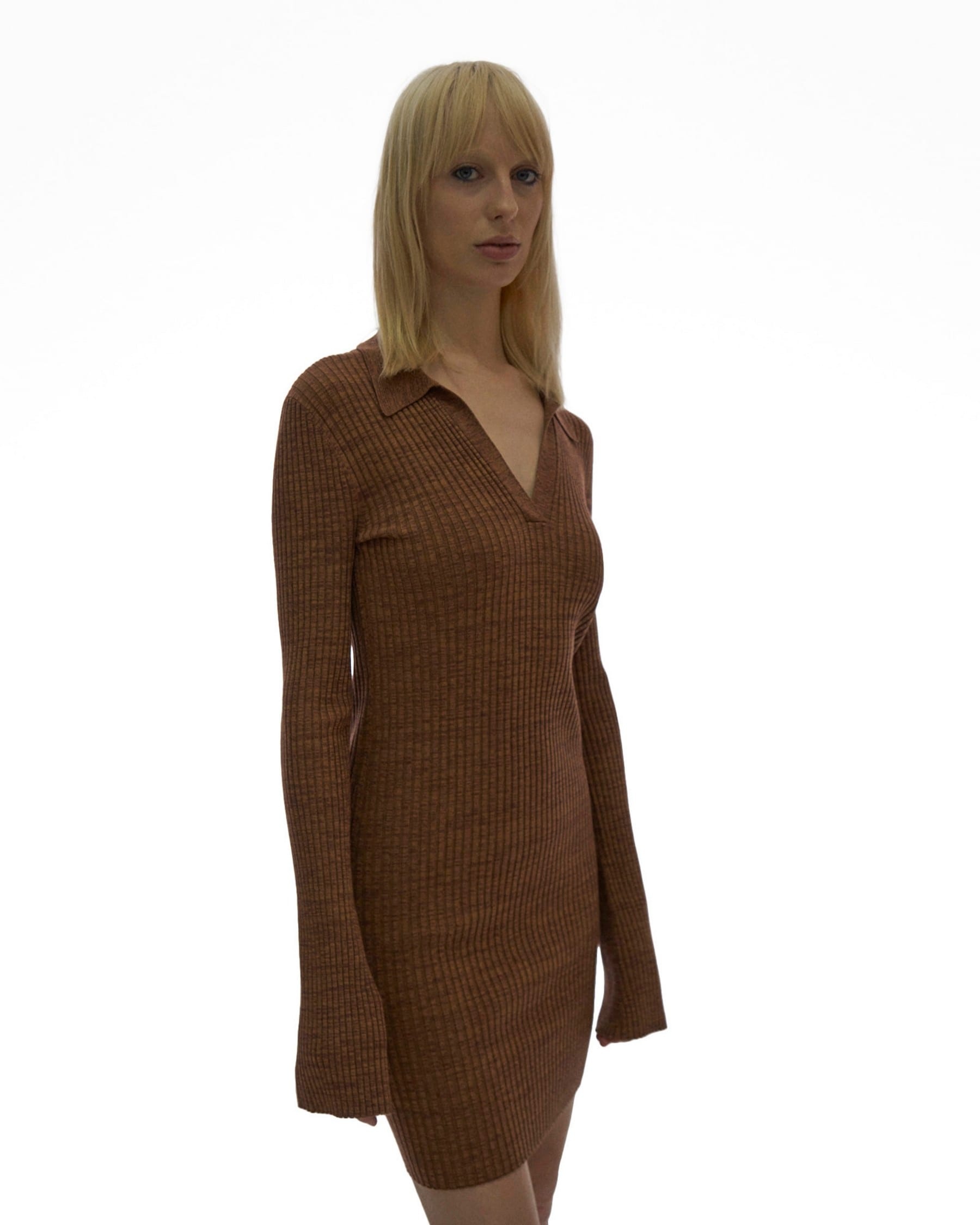 MARL KNIT POLO DRESS - 5