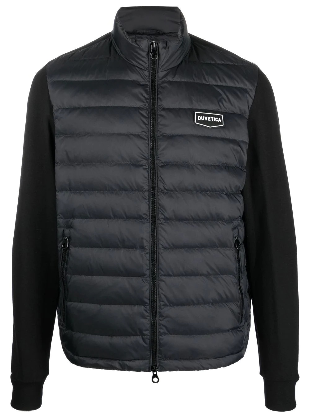 embroidered logo quilted puffer jacket - 1