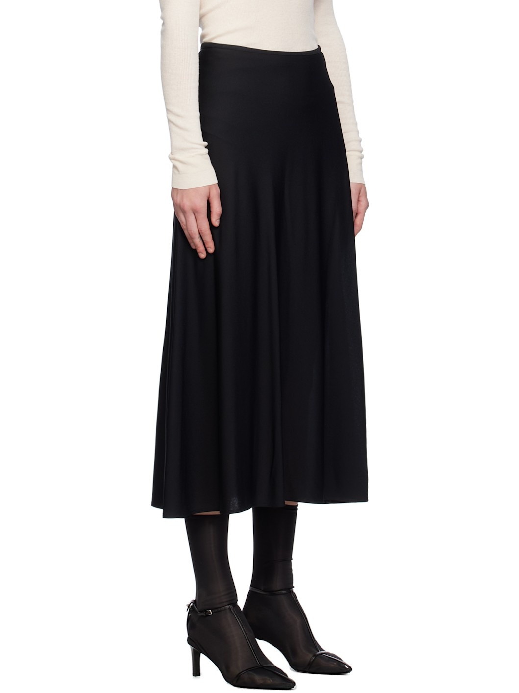 Black Fluid Midi Skirt - 2