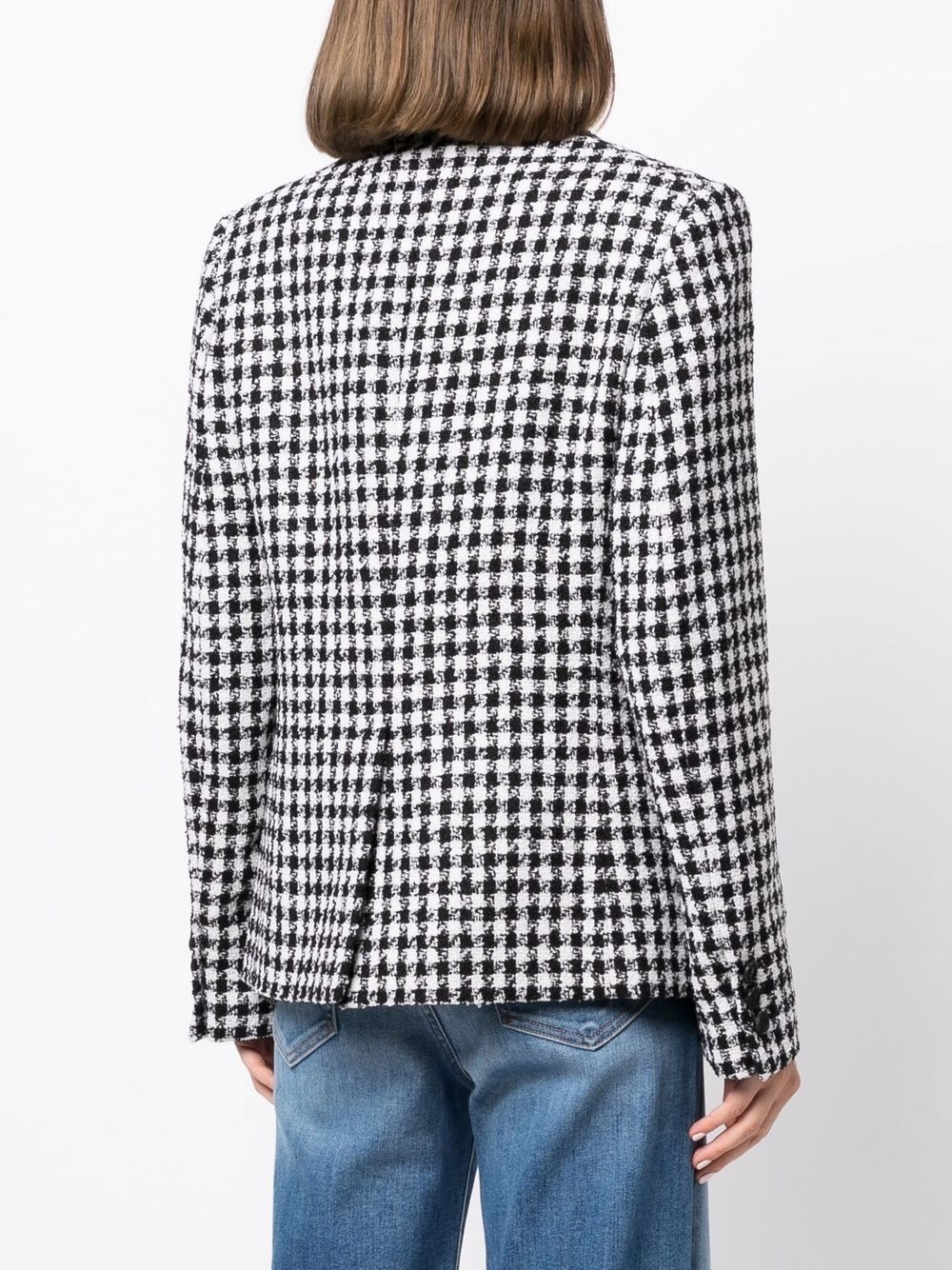 dogtooth single-breasted tweed blazer - 4