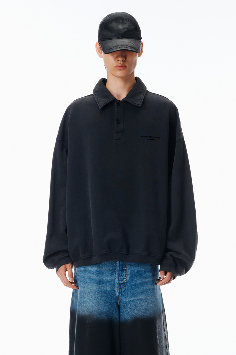 Long Sleeve Polo in Cotton Oversized 2