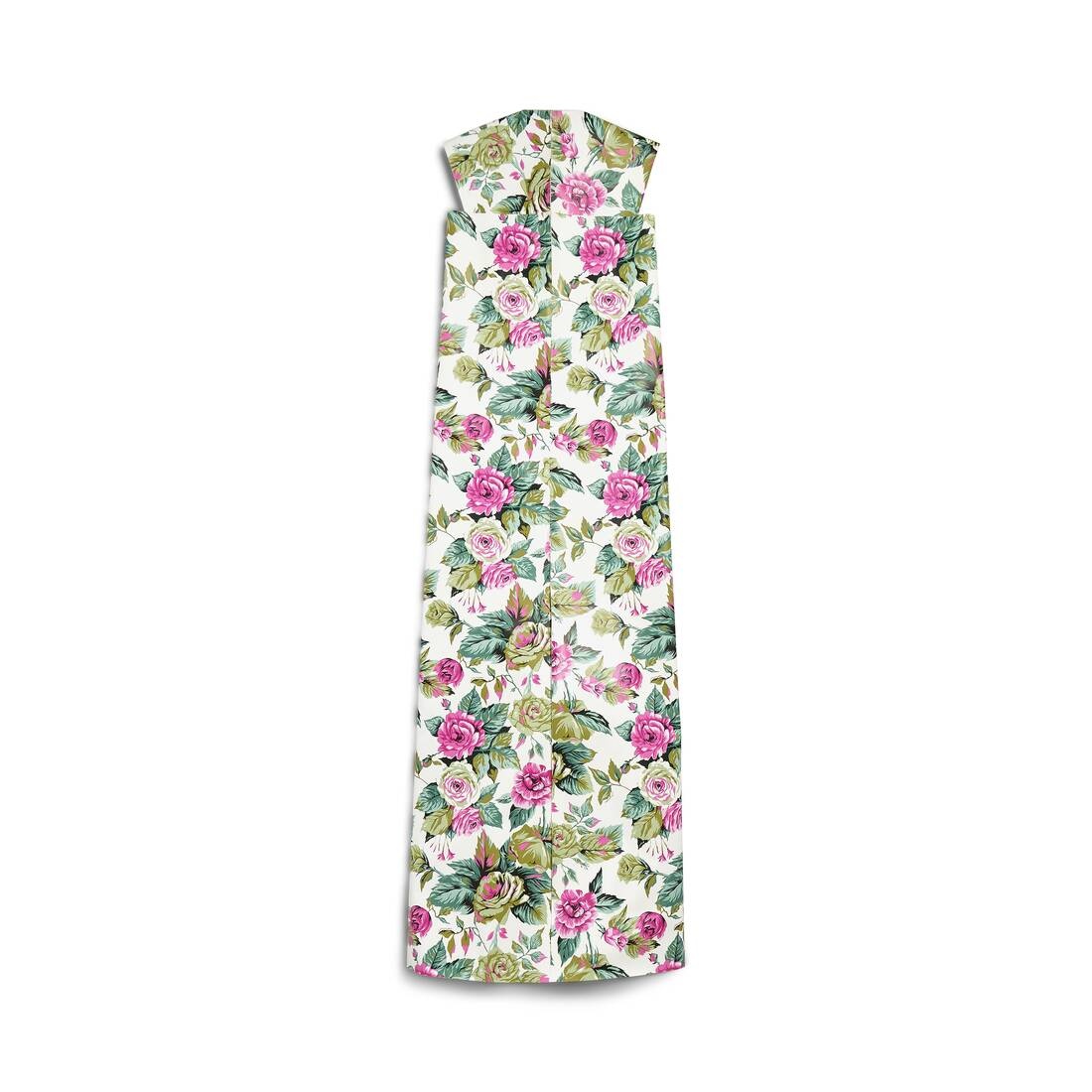 Women's Tablecloth Floral Sleeveless Dress in White/pink - 2
