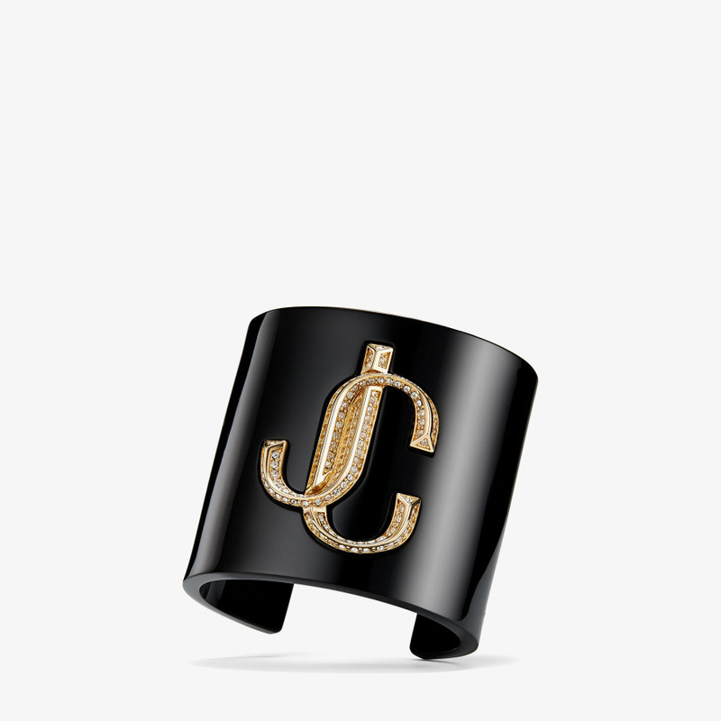 JC Cuff
Black Acrylic Cuff Bracelet with Crystal JC Emblem 4