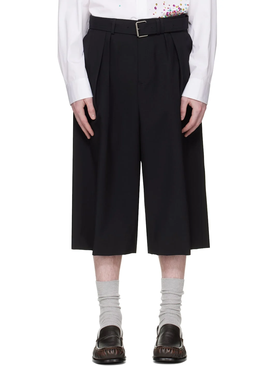 Black Wool Mohair Shorts - 1