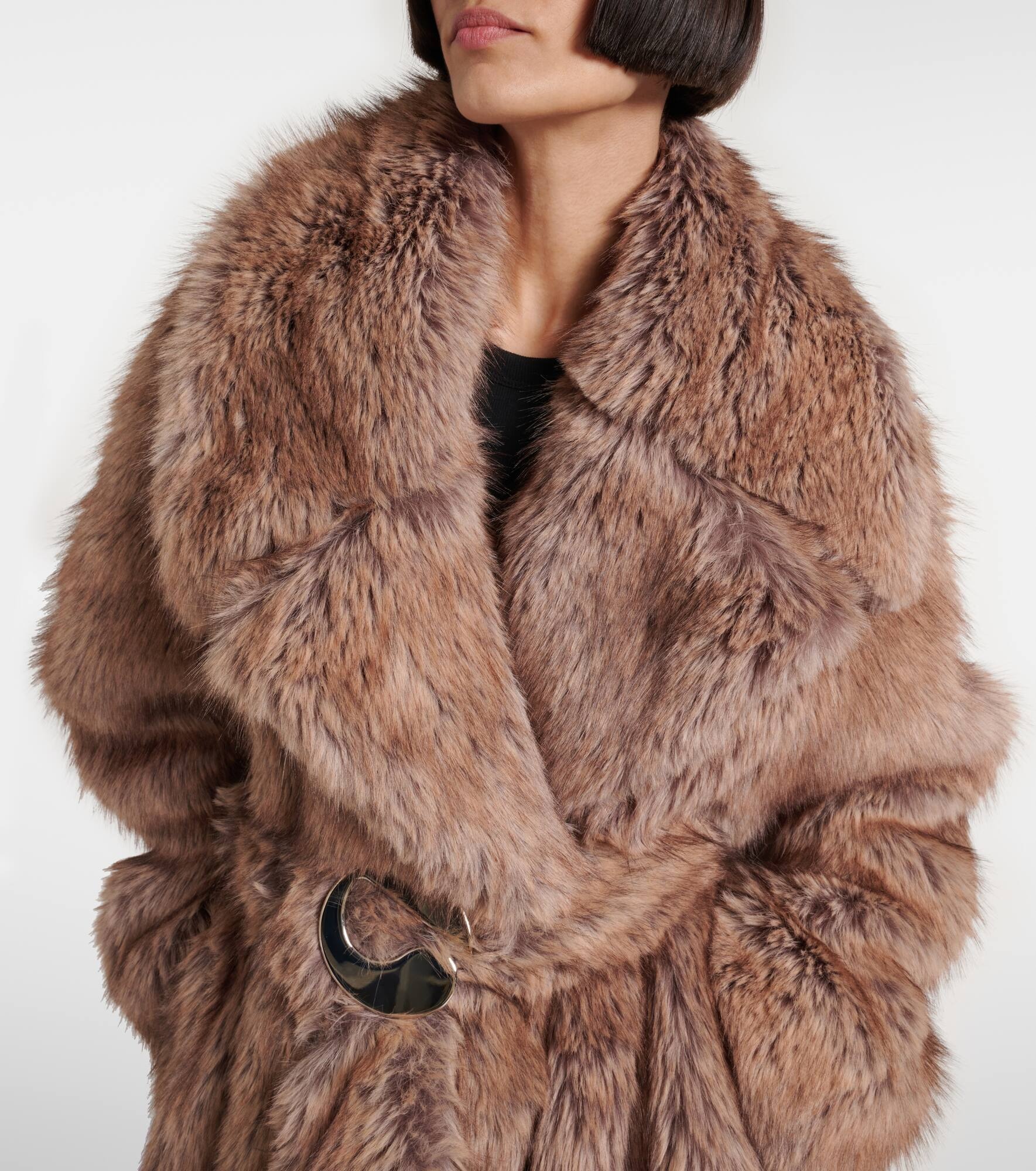Belted faux fur coat - 4