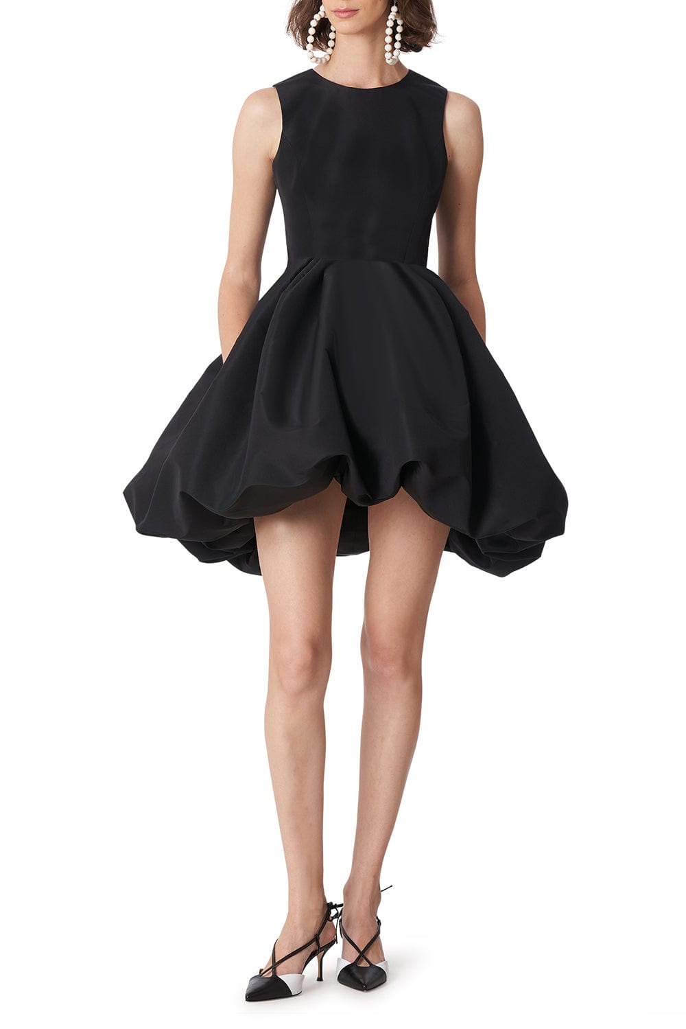 Sleeveless Crewneck Bubble Dress - Black - 2