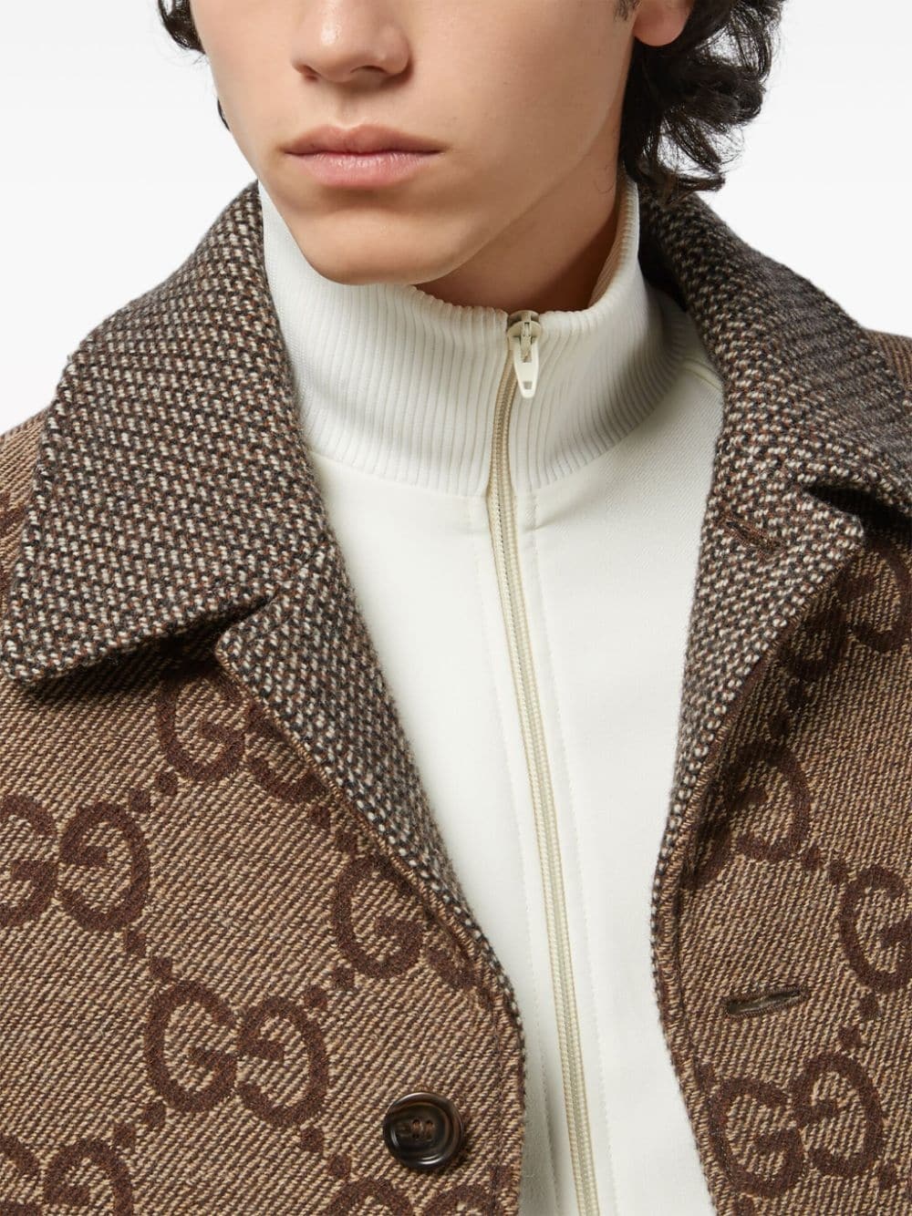 Maxi GG-jacquard wool jacket - 5