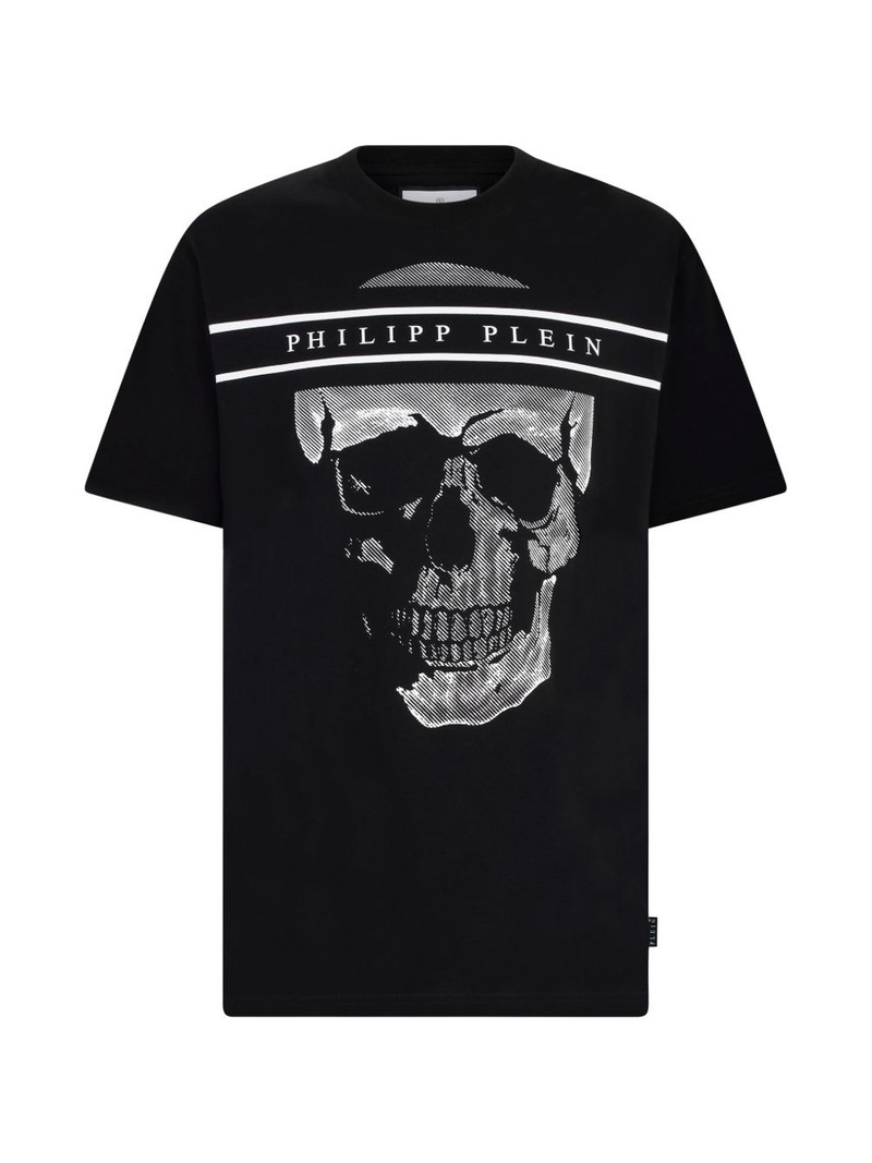 round-neck skull-logo T-shirt 1