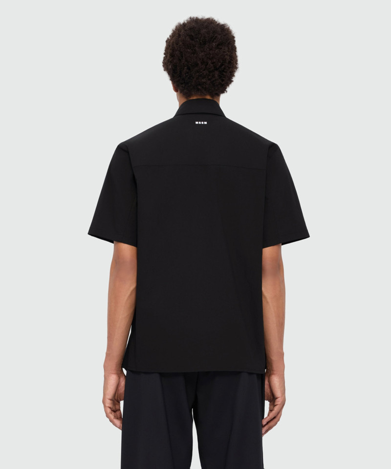 Black stretch cotton short-sleeve shirt with classic collar 3