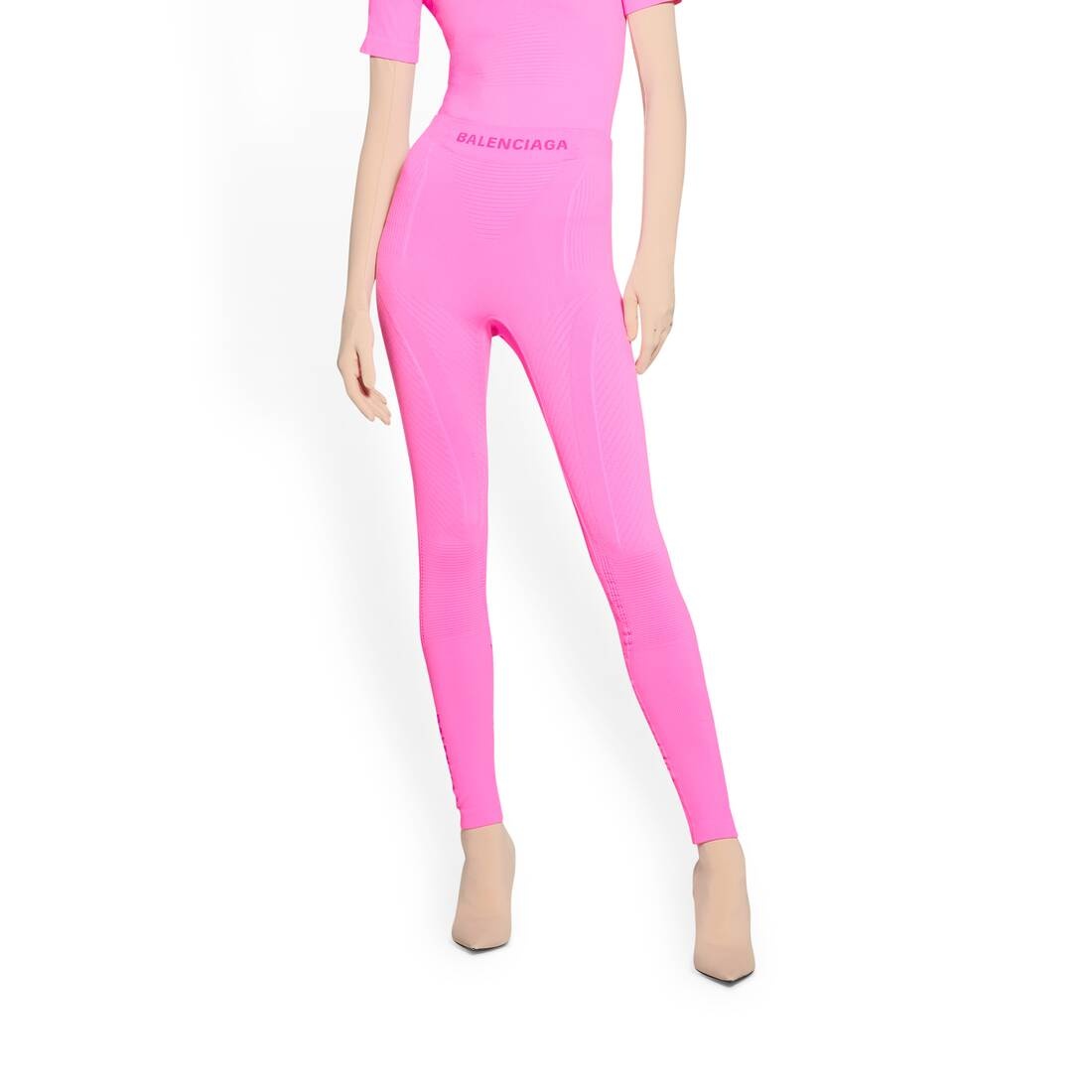 Women's Athletic Leggings in Neon Pink - 5