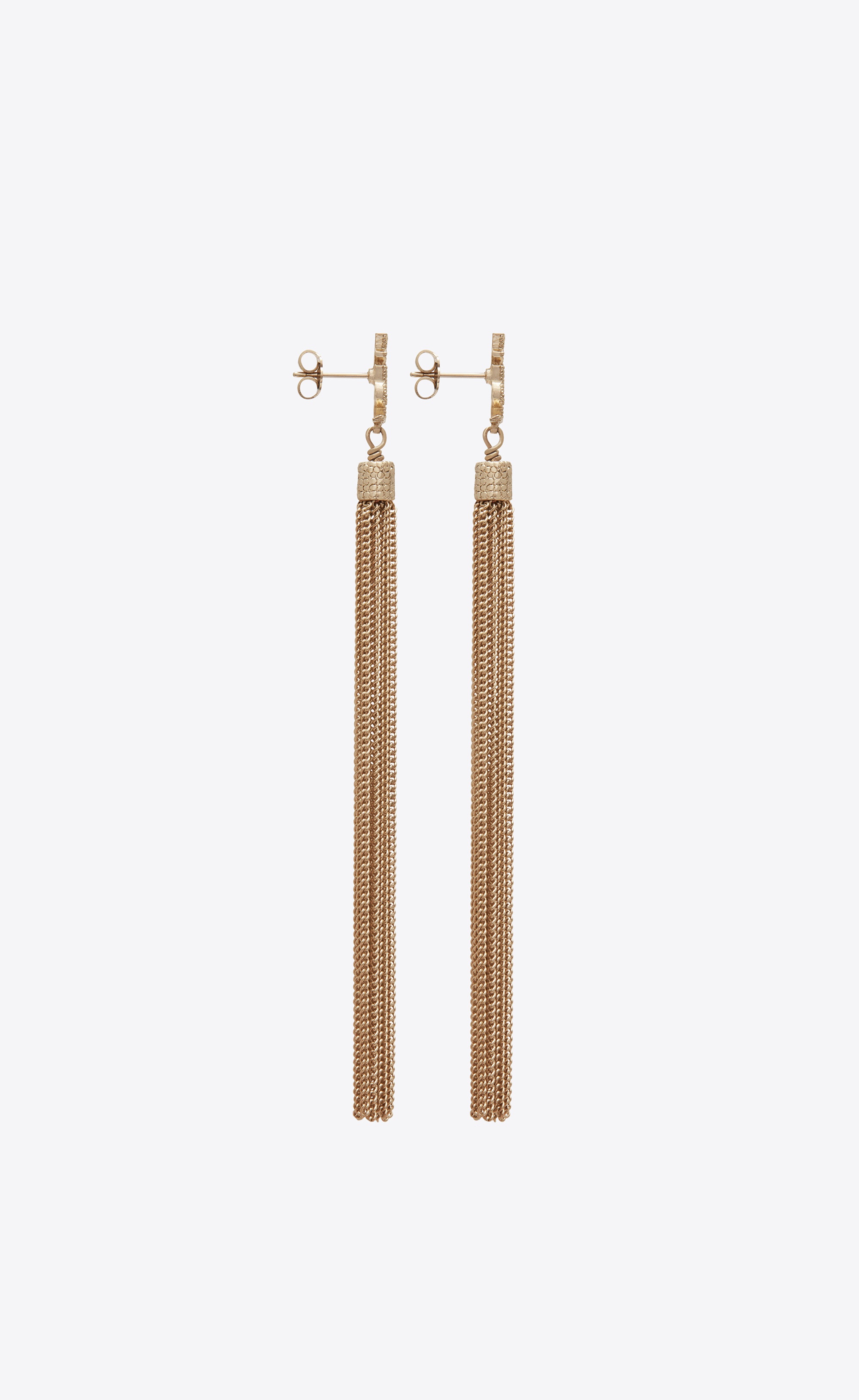 loulou earrings with chain tassels in light gold-colored brass - 3