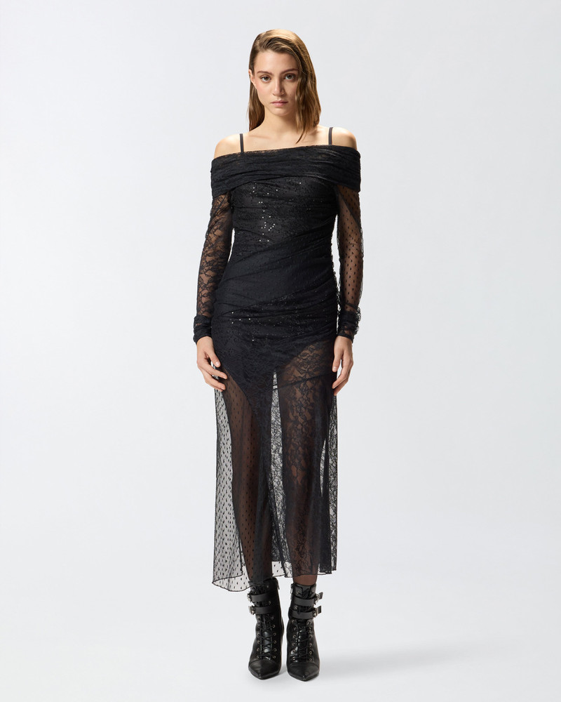 PATCHWORK-EFFECT LACE LONG DRESS 3