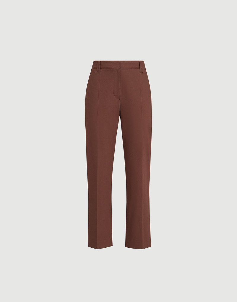 Stretch twisted cotton twill cigarette trousers with monili 1