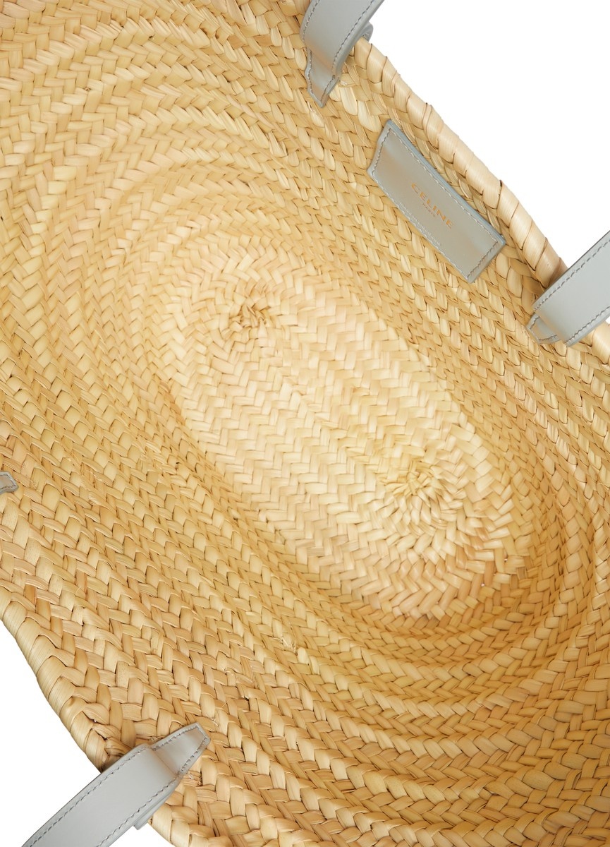 Medium Triomphe Celine classic panier in palm leaves and calfskin - 4