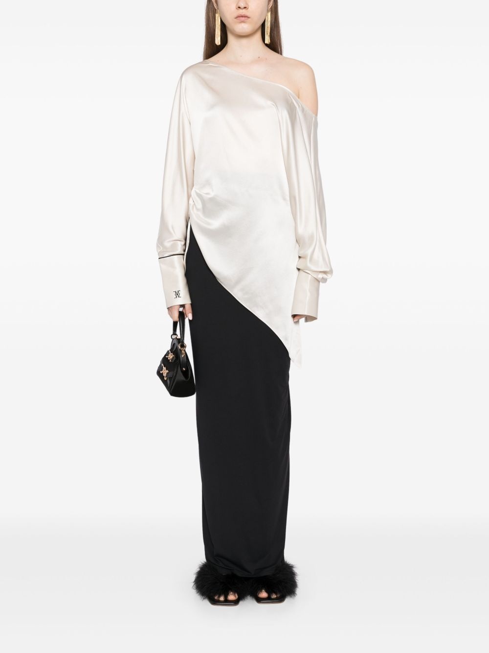 off-shoulder silk blouse - 2
