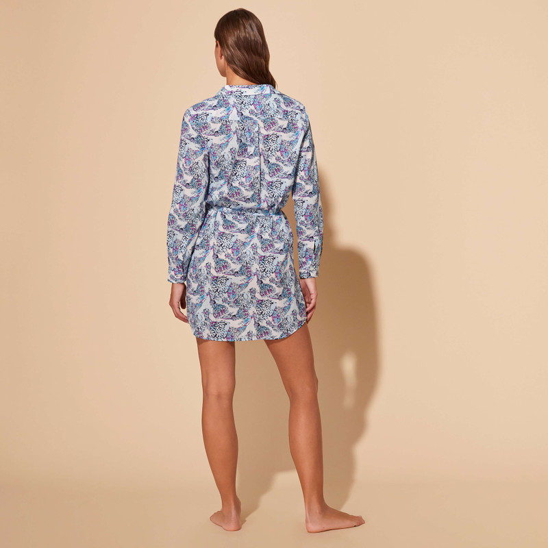 Women Cotton Voile Shirt Dress Isadora Fish 4