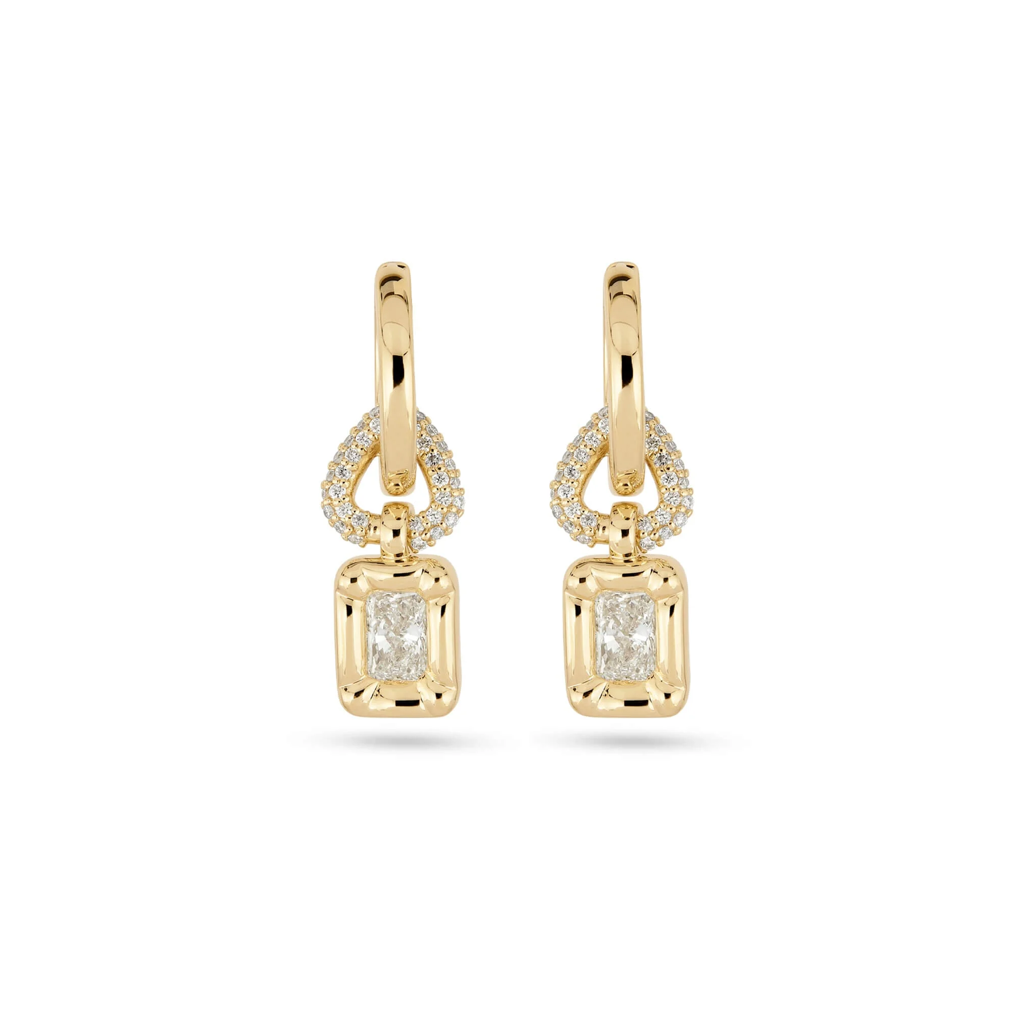 LAB-Created Radiant Huggie Drop Pave Earrings - 1