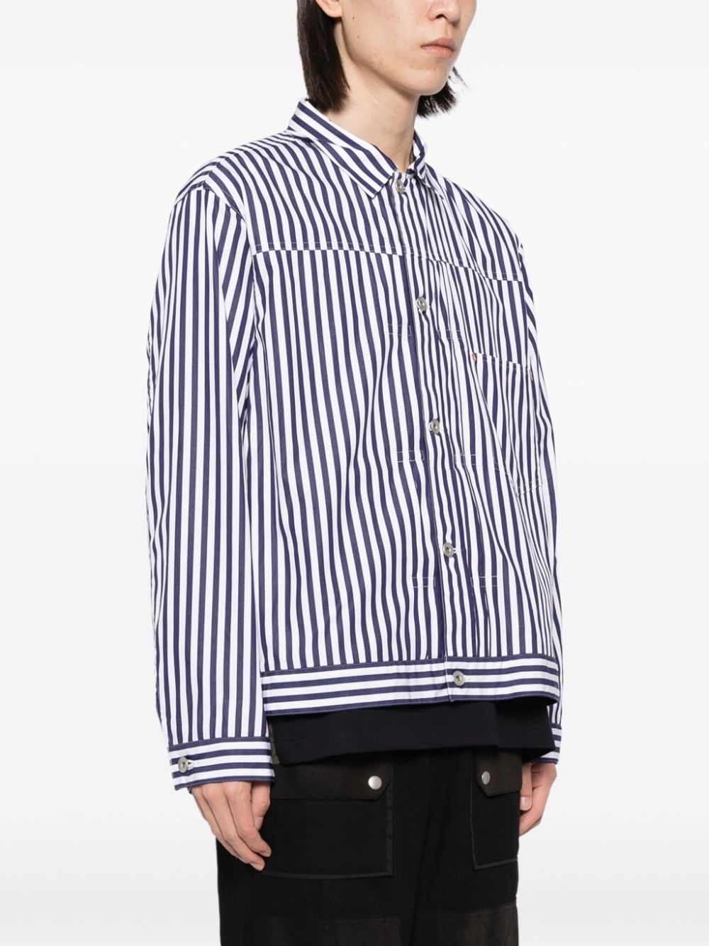striped poplin shirt jacket - 3