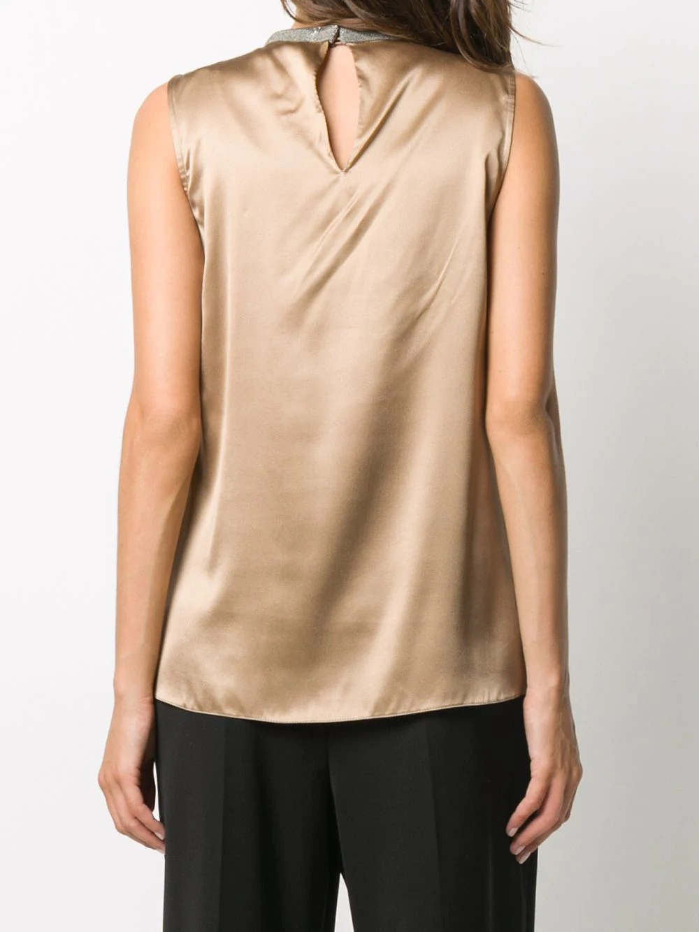 brass-embellished draped-neck top - 4