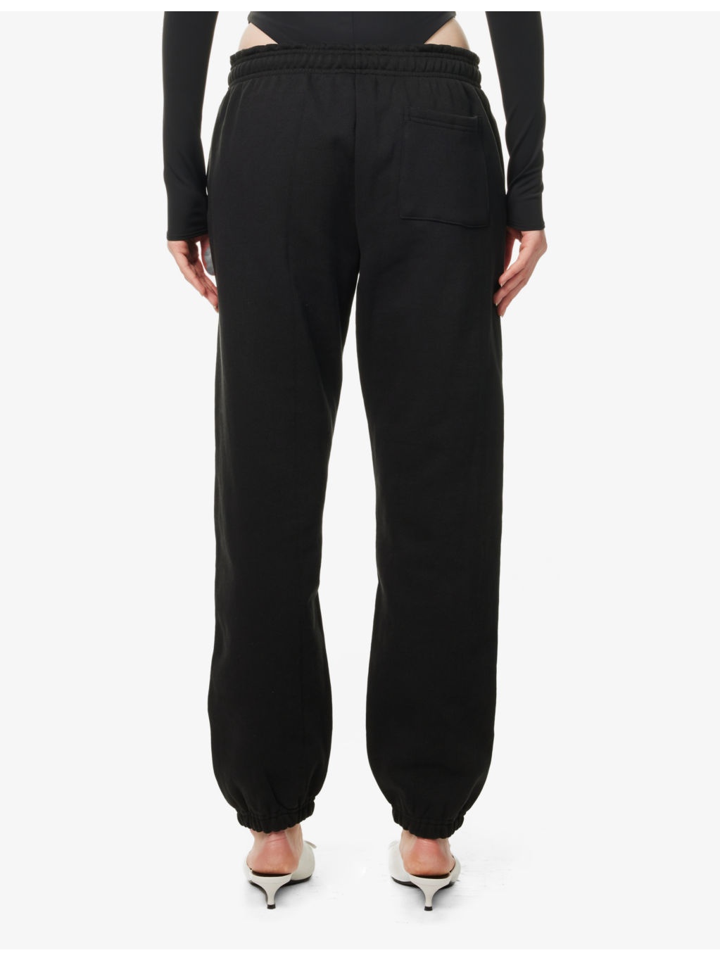Two-Slip-Pockets Drawstring Straight-Leg Mid-Rise Cotton-Jersey Jogging Bottoms - 4