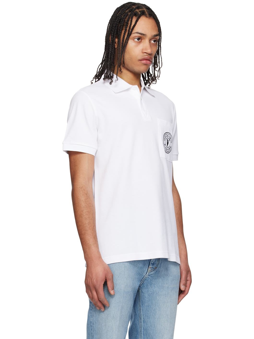 White Embroidered Logo Polo - 2