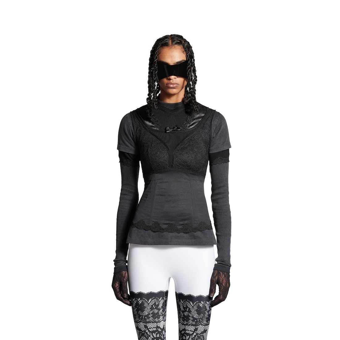 Women's Layered Top in Black - 5