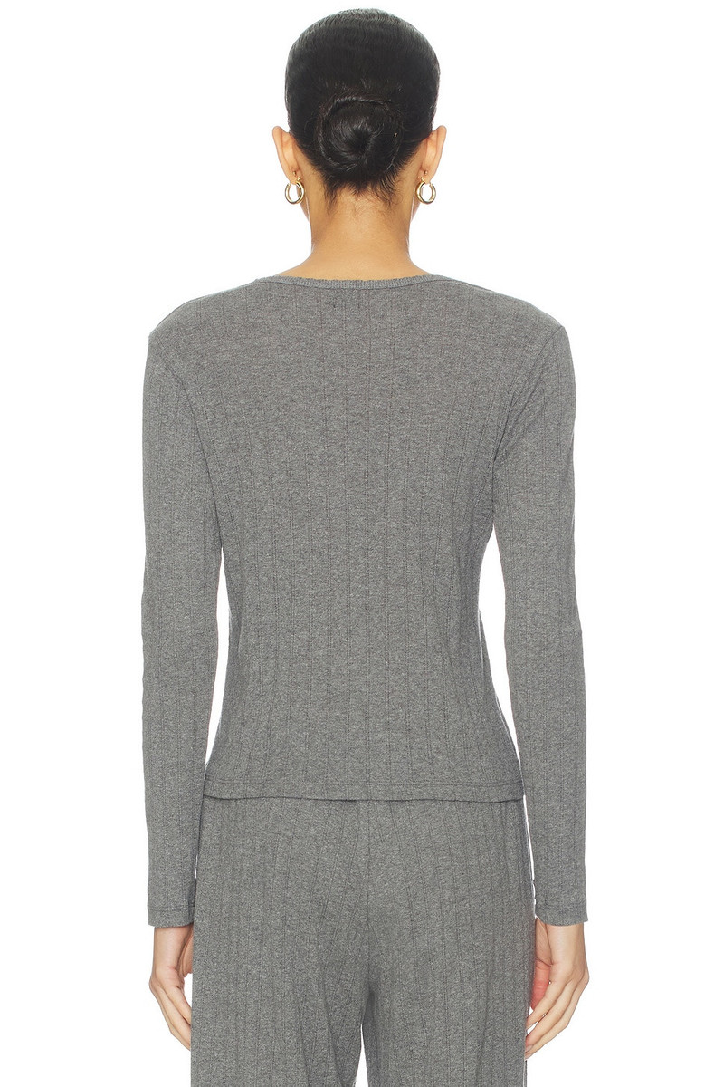 LESET Pointelle Long Sleeve Henley outlook