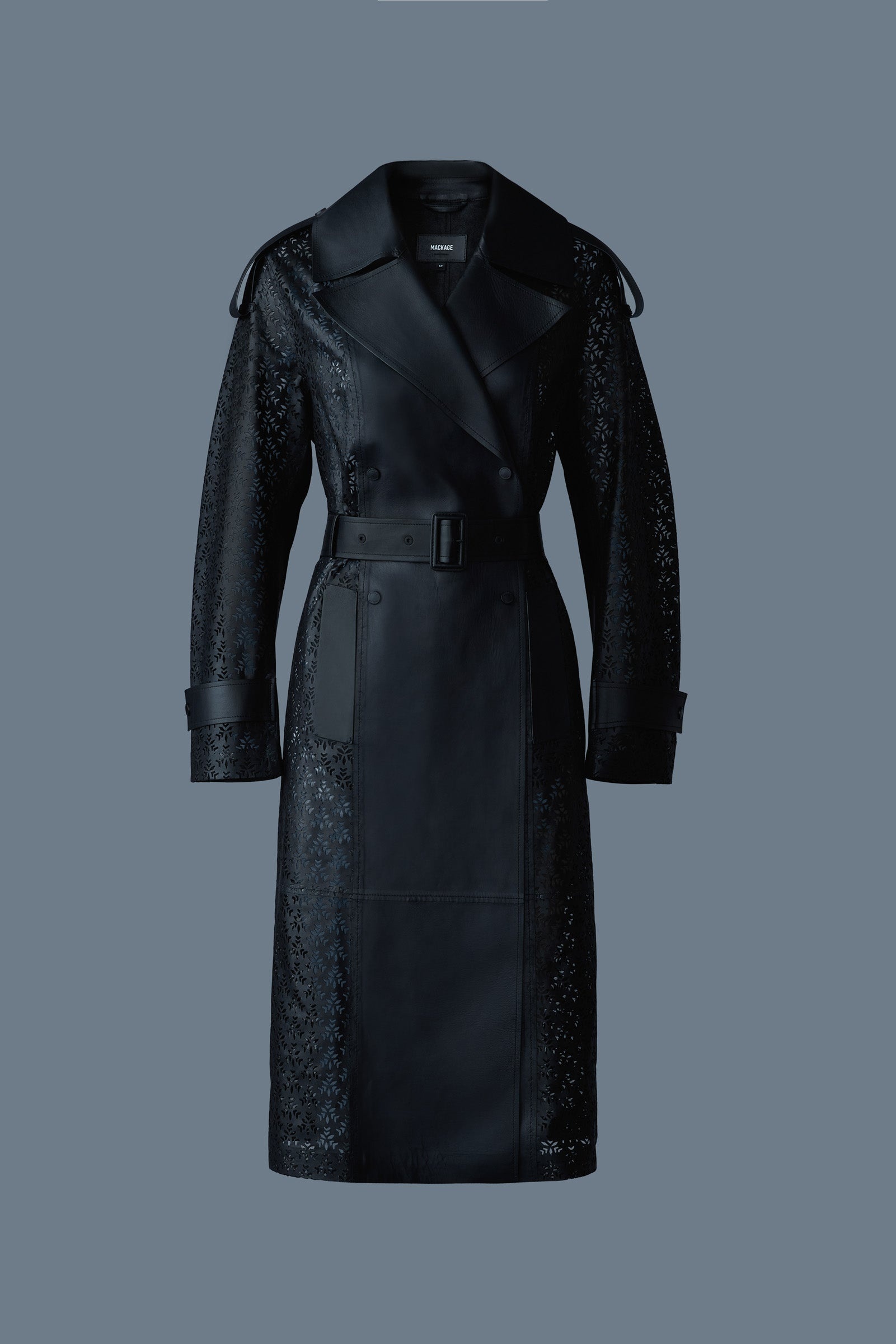 LORELEI Perforated leather long coat - 1