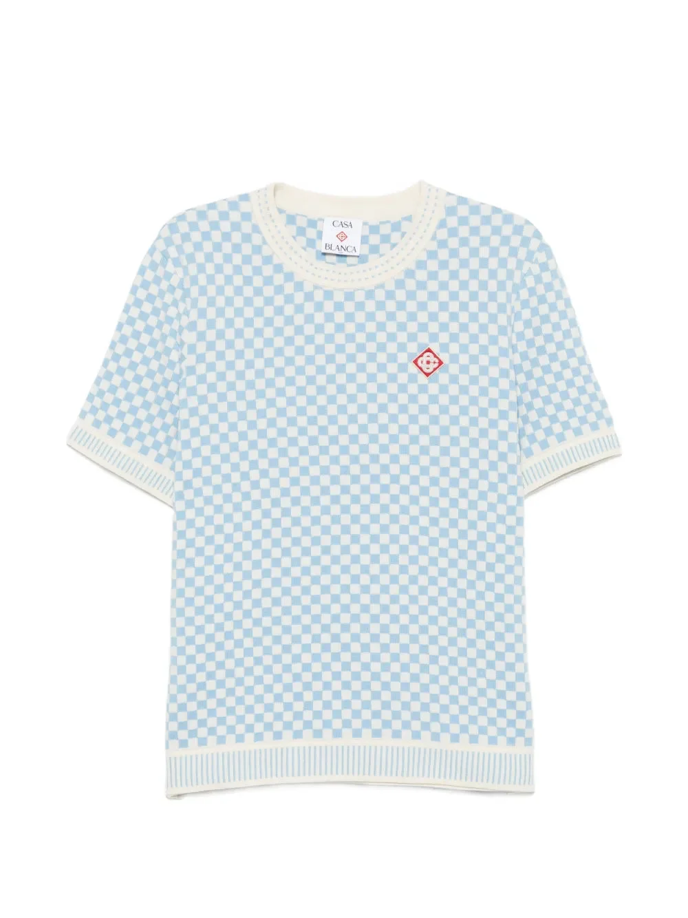 CHECKERBOARD-KNIT LOGO-PATCH T-SHIRT - 1
