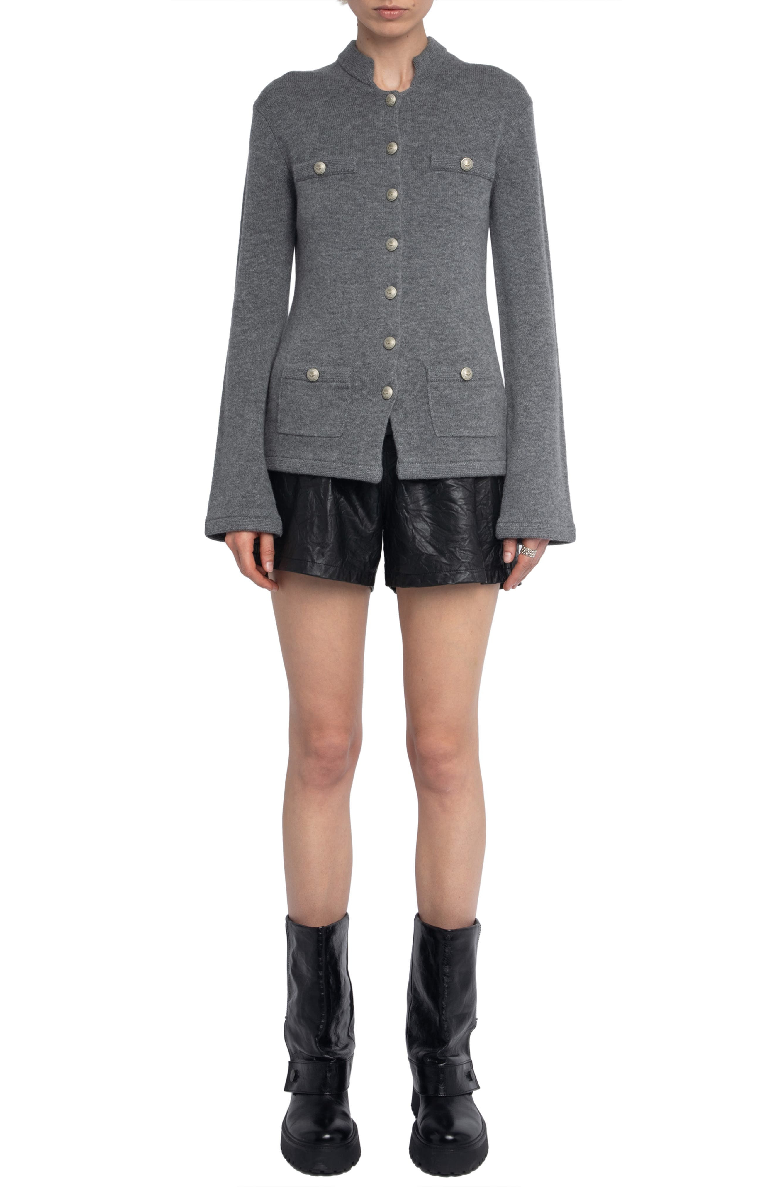 Zadig & Voltaire Lucy Wool & Cashmere Cardigan in Anthracite at Nordstrom - 6