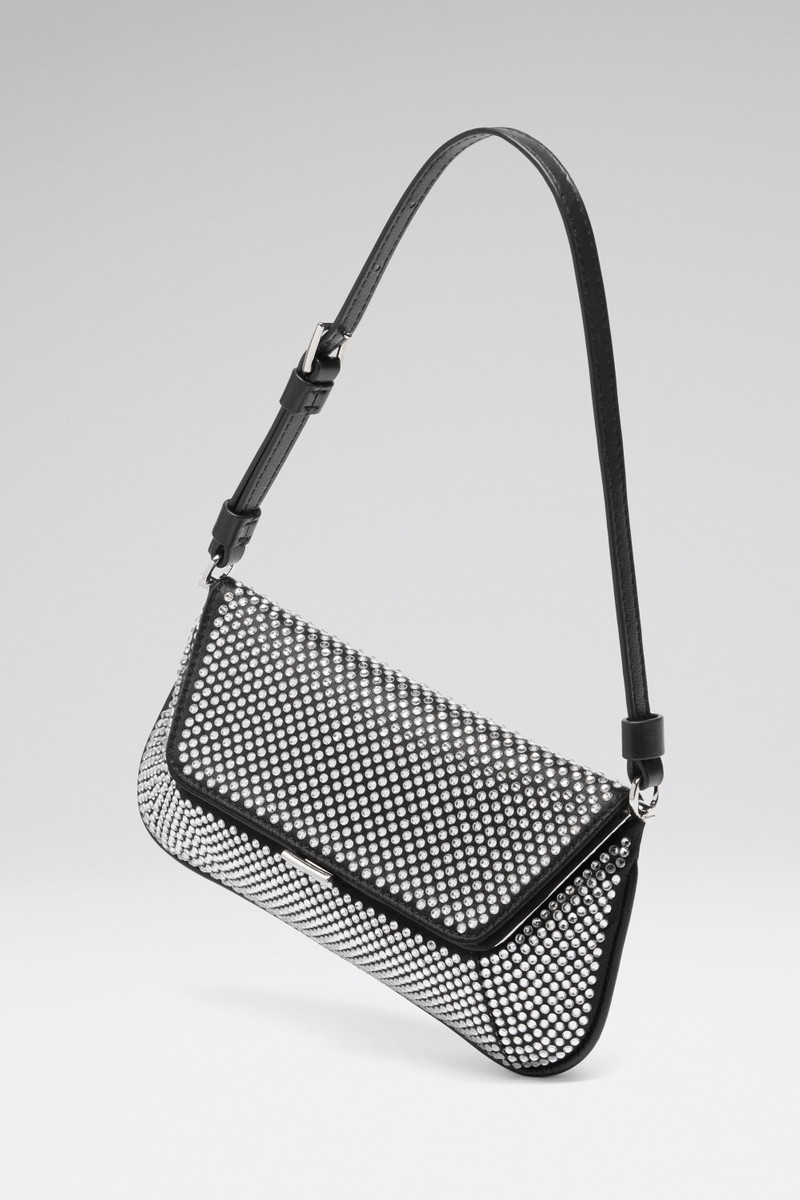 Amina Muaddi AMI MINI CRYSTAL BLACK SATIN AND WHITE CRYSTALS outlook