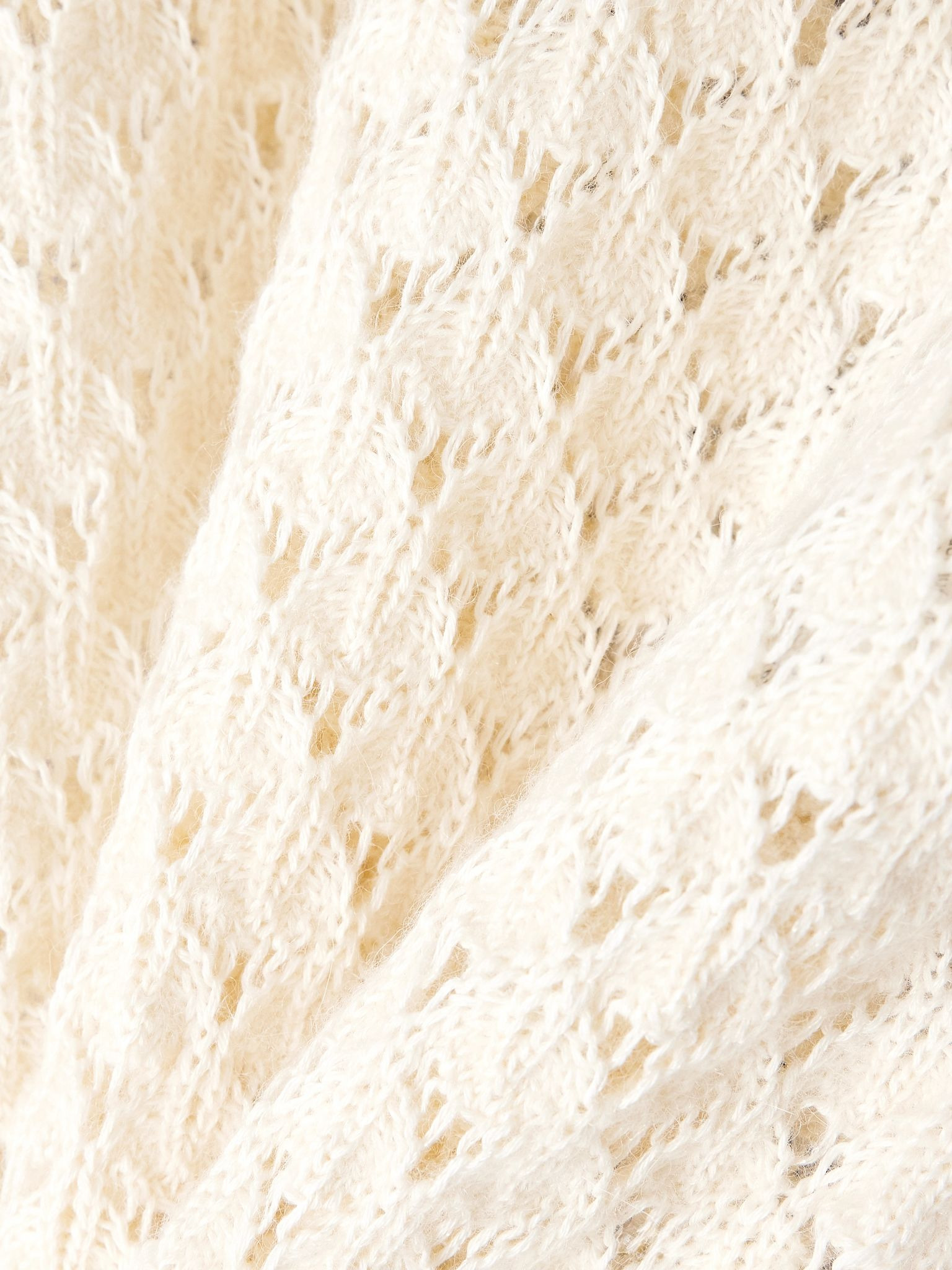 Lace-trimmed cotton, alpaca and silk-blend polo sweater Cream - 4
