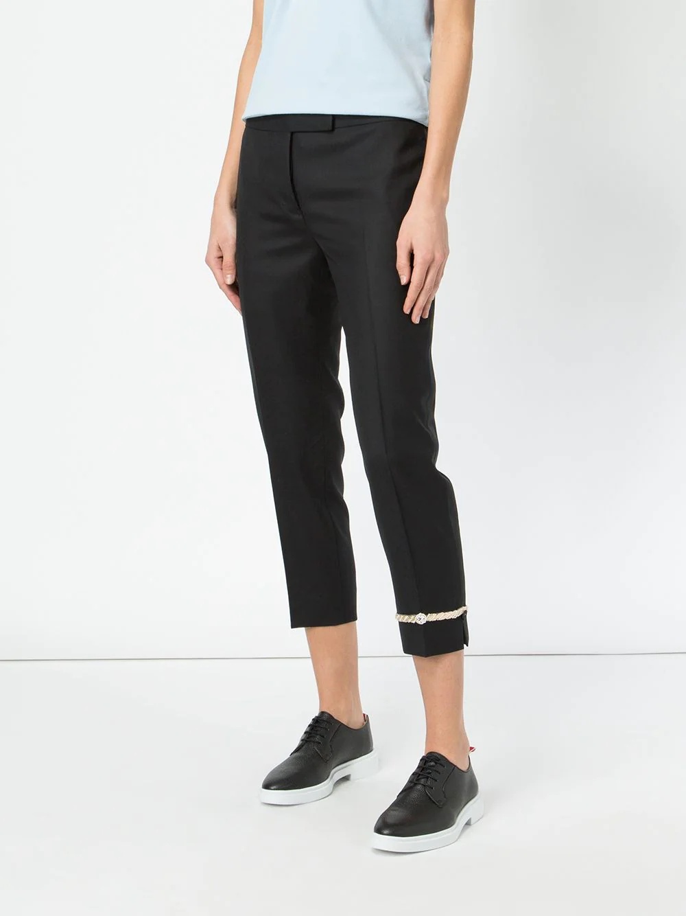 embroidered ankle cropped trousers - 3