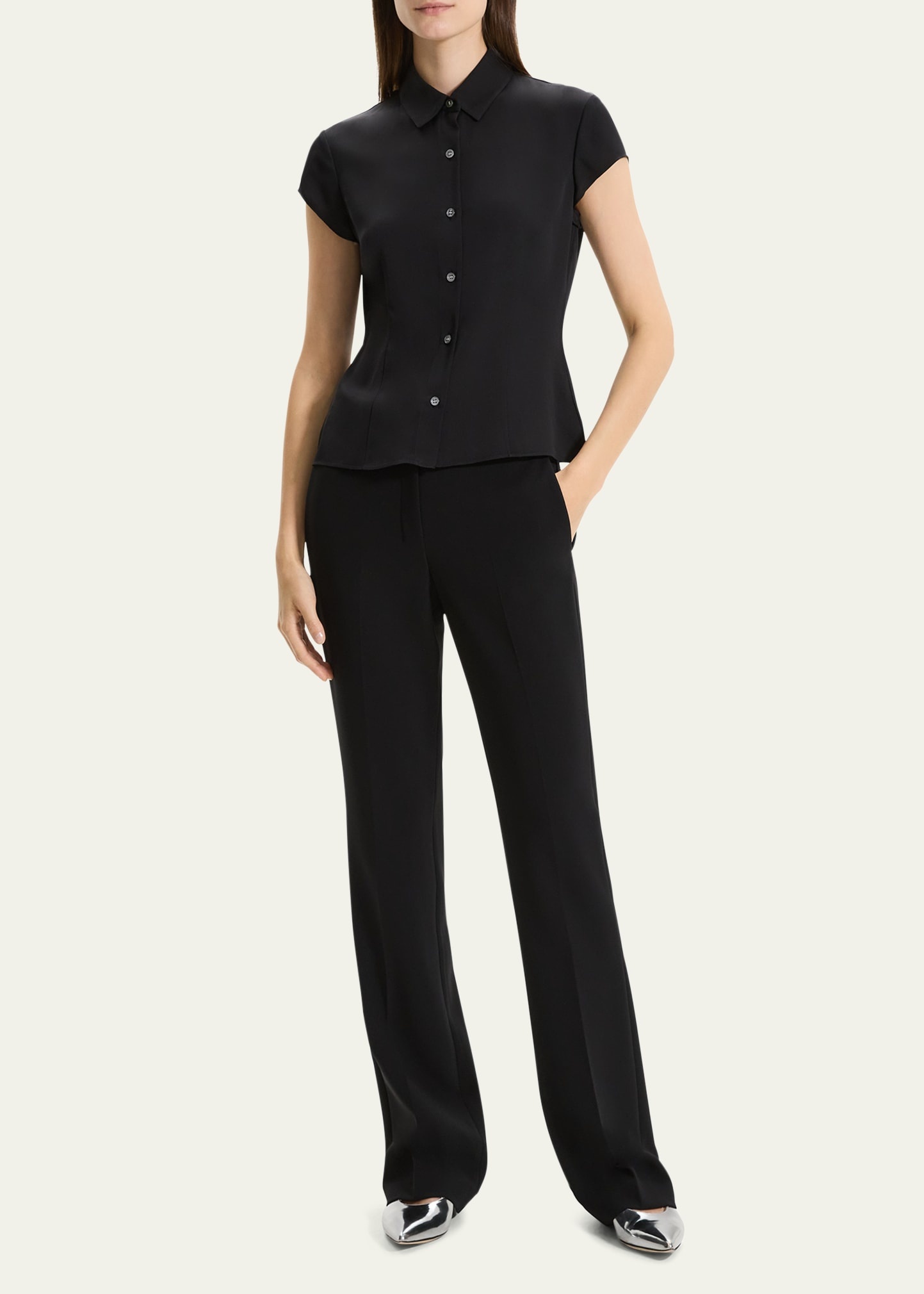 Cap-Sleeve Modern Silk Georgette Blouse - 2