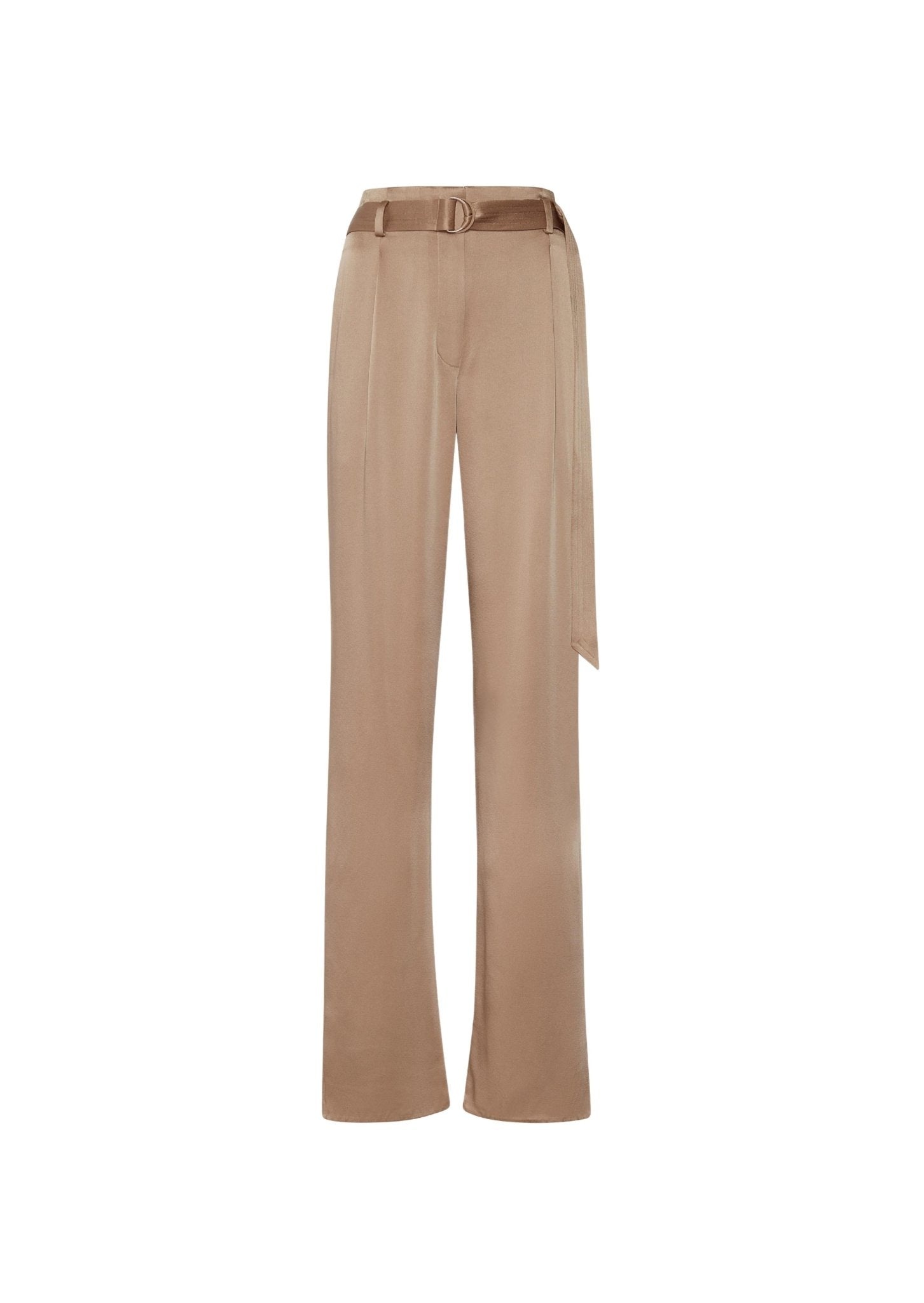 Satin High Waisted Belted Pant - 1